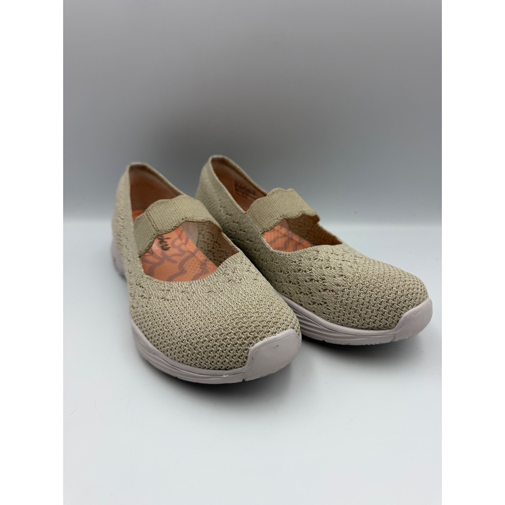 Skechers Air-Cooled Memory Foam Mary Jane Taupe Beige Knit Slip On Shoes 23361
